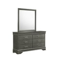 thumbnail image 4 of Modern LED Light King Panel Upholstered Bed Wooden Master Bedroom 5pc Set Gray, 4 of 7