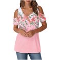 thumbnail image 2 of Soki Blouses à Épaules Dénudées pour Femmes en Liquidation Manches Courtes Col en V Tops à la Mode, 2 of 6