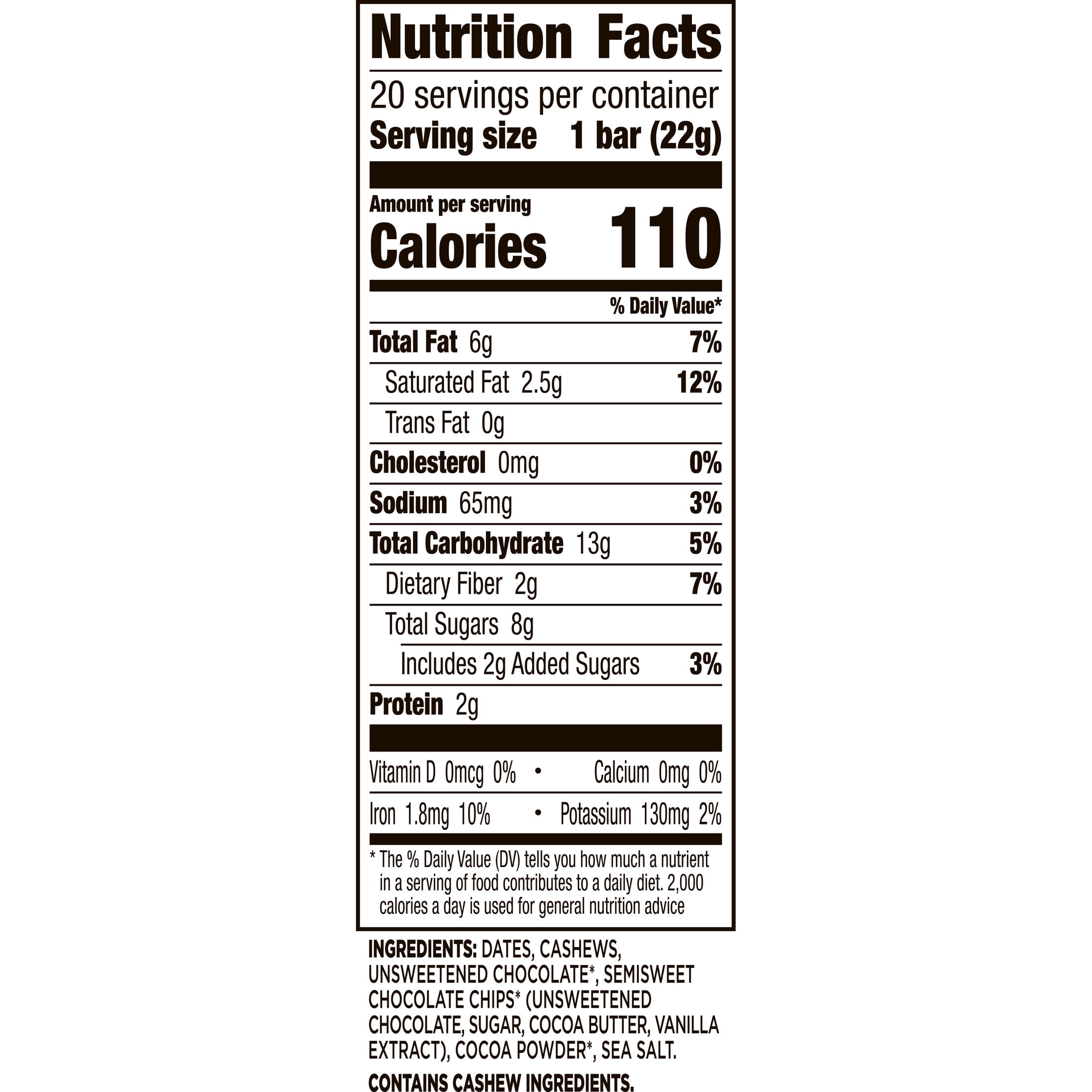 Larabar Double Dark Chocolate Mini Bars, Gluten Free Vegan Bars, 20 ct