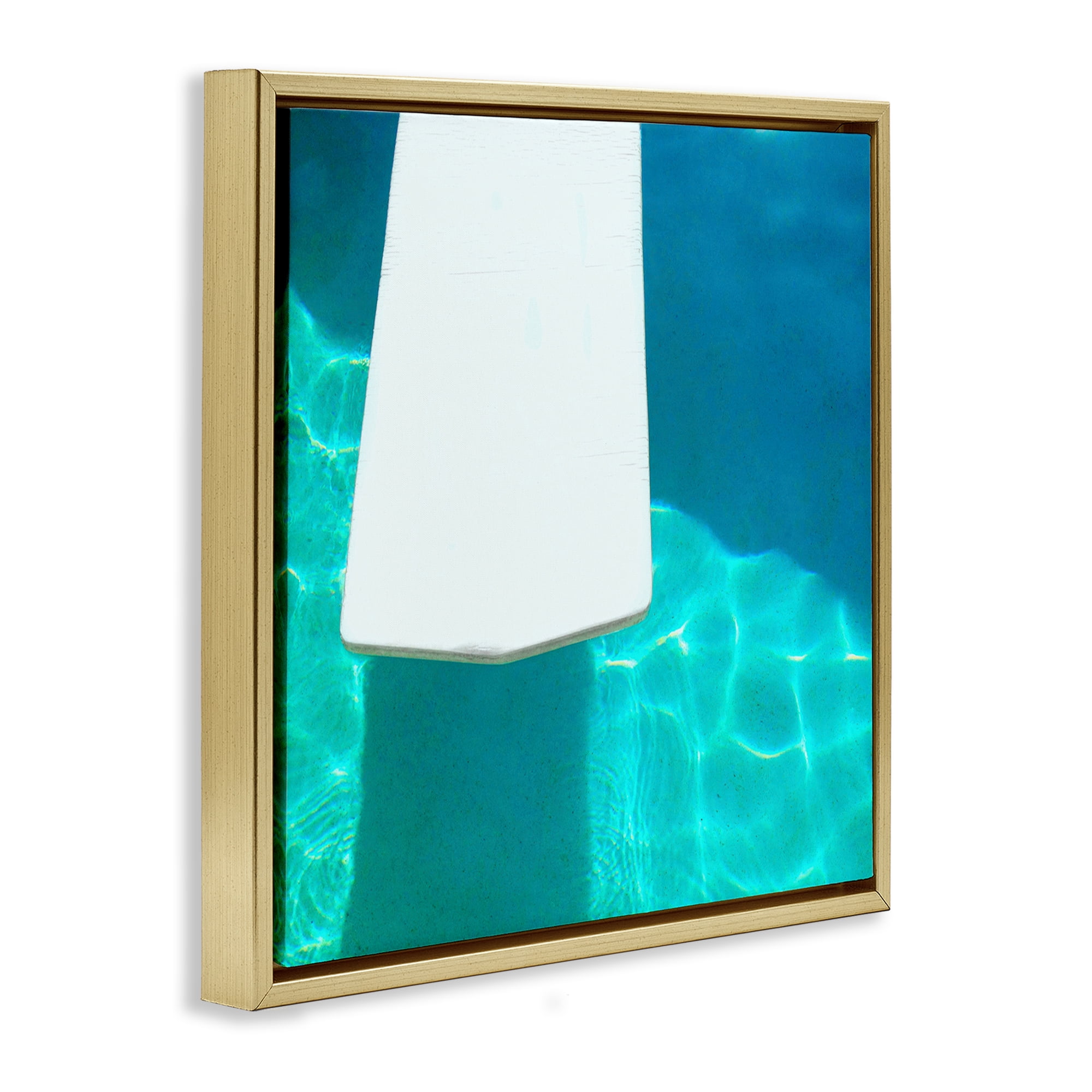 Stupell Industries Pool Diving Board Nautical & Beach Painting Gold Floater Framed Canvas Art Print Wall Art, 25 x 25