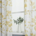 thumbnail image 4 of Short Kitchen Curtains 2 Tiers Sheer Window Curtains Elegant Leaf Floral Printed Rod Pocket Faux Linen Texured Curtains Cafe Curtains 26"*45" yellow, 4 of 7