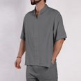 thumbnail image 2 of Tungbrin Men's Cotton Linen Shirts for Women Loose Lightweight Half Sleeves Tees Casual Solid Collared T-Shirt, 2 of 5