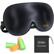 Sleep Mask,Eye Mask,Gritin Ultra Soft Skin-Friendly Pure Natural Silk Fabric and Natural Cotton Filled Sleeping Eye Mask with Adjustable Strap and Ear Plug for Men,Women and Kids