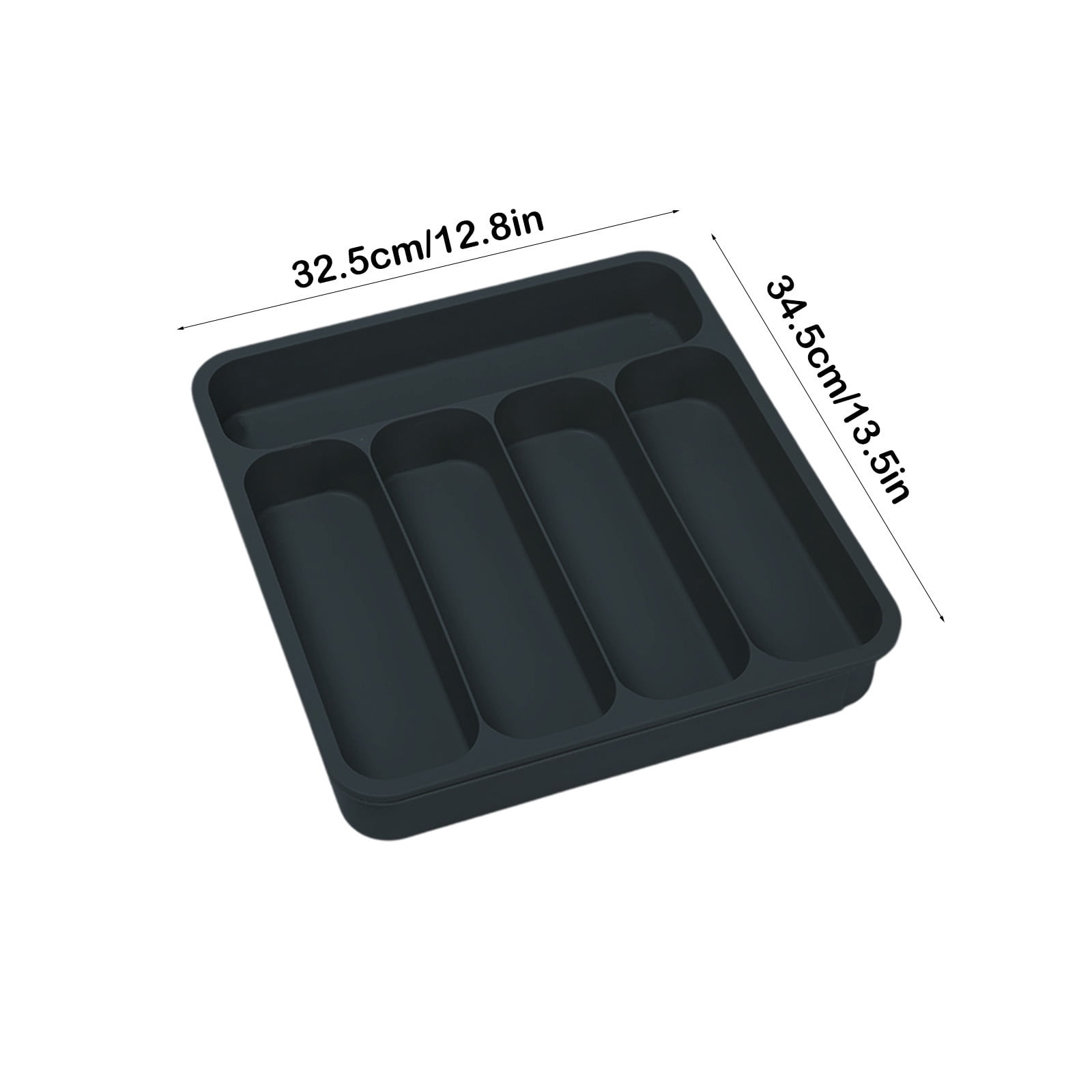 Silverware Organizer Utenisl Organizer Holder Kitchen Drawer Organizer Plastic Silverware Tray for Drawer Flatware Organizer 5 Compartment(Black）