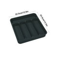 thumbnail image 3 of Expandable 5-Compartment Kitchen Drawer Organizer | Cutlery Storage Box for Knives Forks Spoons & Chopsticks | Plastic Utensil Organizer in Black Gray Beige | 13.58x12.8in, 3 of 6