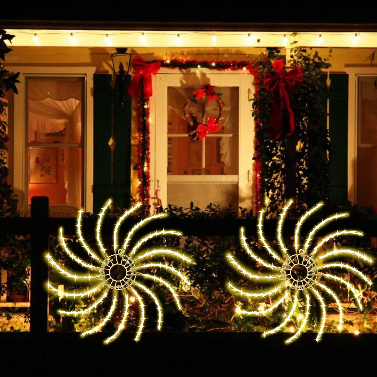 Lighted Christmas Light, 20" 128 LED string light rotating Wheel with Functions Seasonal Lighting Decor for Home Xmas Tree Wedding Party,  warm white