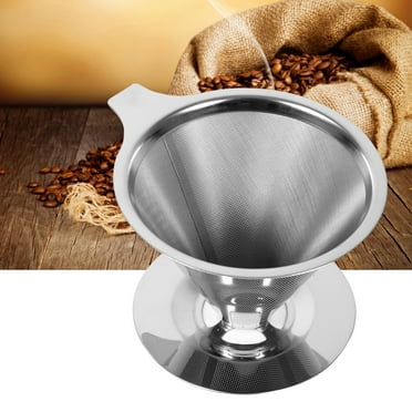 Stainless Steel Pour Over Coffee Dripper Double Layer Mesh Filter Cup Stand Home Office Use