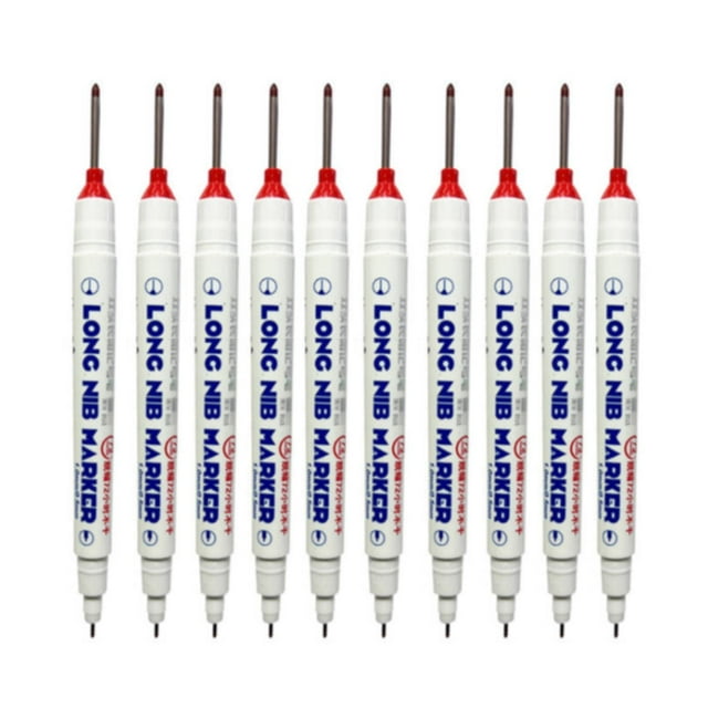 10 rotuladores de punta larga, marcadores de punta profunda, tinta impermeable, marcadores de alcance profundo para construcción y carpintería. Rojo