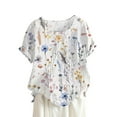 thumbnail image 2 of ALLLIST Women's Tops Holiday Relaxed Fit White Blouses Floral Short Sleeve Casual Shirts Ladie's Tops, 2 of 3
