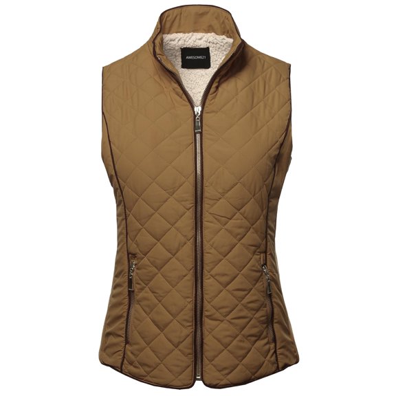 FashionOutfit Women's Solid Padded Lightweight Puffer Vest