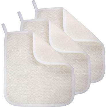 ZDWQFA Exfoliating Washcloth (3 Pcs), Shower Cloth for Body and Face Exfoliator Scrubber, Two Sides Exfoliate Shower Rag Wash Cloths Nylon Cotton Loofah Sponge Scrub Towel