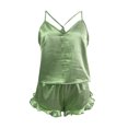 thumbnail image 5 of frariair Summer Pajamas for Women set's Silk Satin Ruffled Sets Cami Shorts Sleepwear Set Nightwear Mint Green, 5 of 7