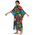 thumbnail image 2 of Xoenoiee Colorful Dog Paw Print Kaftan Dresses for Women Plus Size V-Neck Swimsuit Cover Up Casual Caftan Maxi Beach Dress with Side Slits, Soft Mumu Dresses Loungewear, 2 of 7