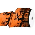 thumbnail image 3 of Homeford Flocked Halloween Scene Satin Wired Ribbon, 2-1/2-inch, 10-yard, Orange, 3 of 3