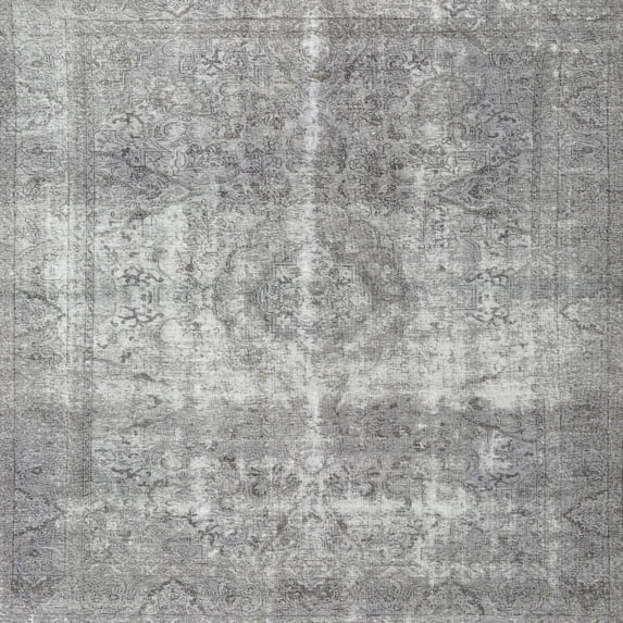 Ahgly Company Indoor Square Traditional Gray Persian Area Rugs, 7' Square