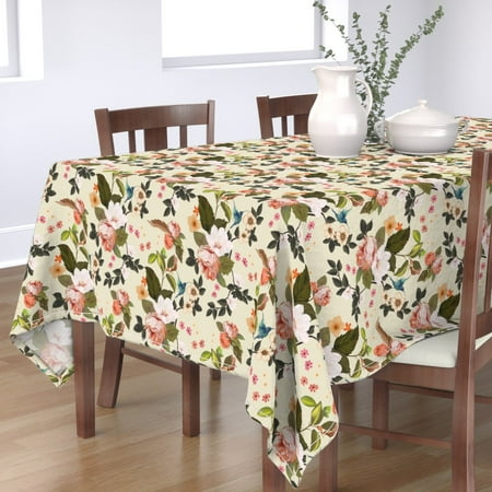 

Cotton Sateen Tablecloth 70 x 120 - Victorian Rose Garden Chintz Botanical Garden Romantic Cottagecore Print Custom Table Linens by Spoonflower