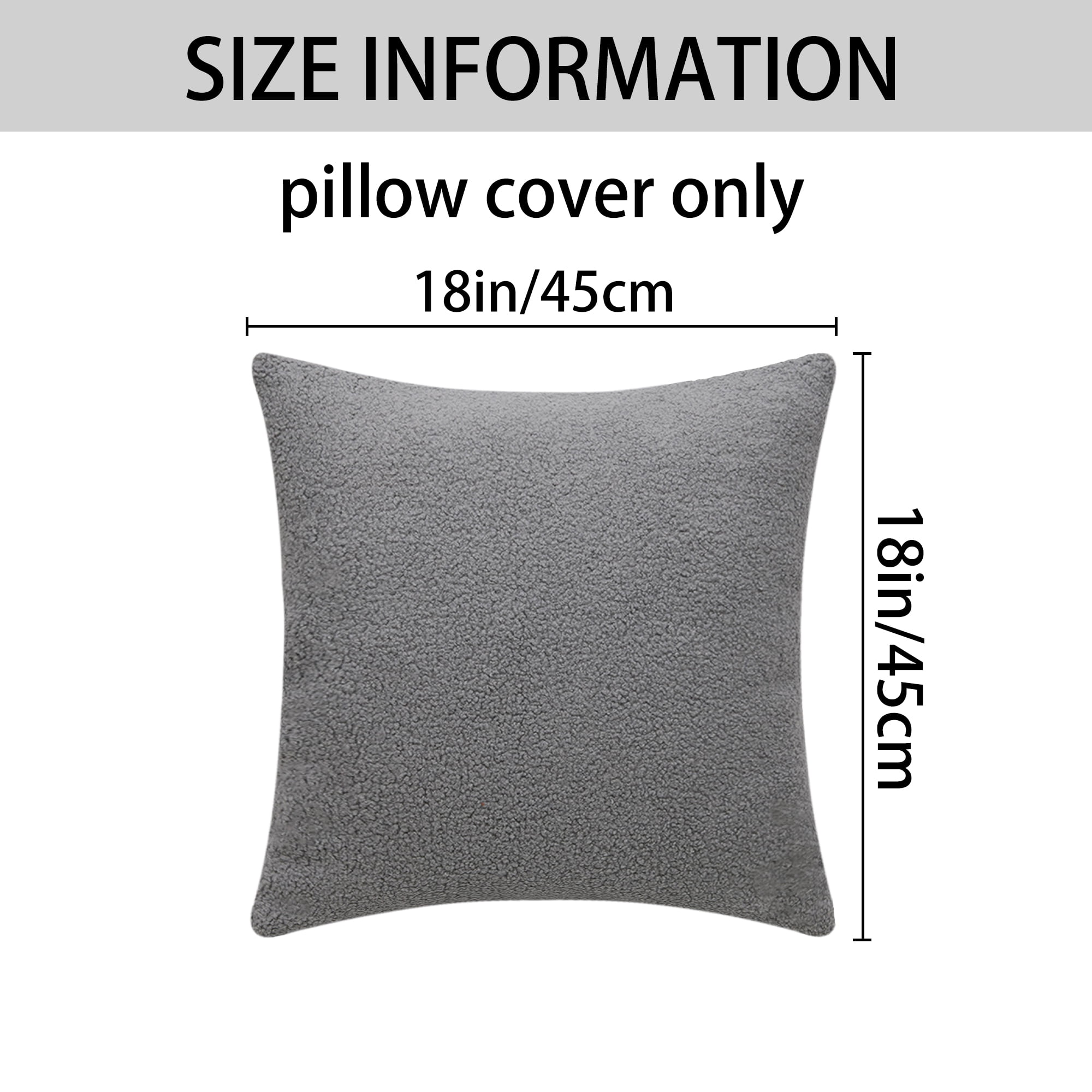 REGALWOVEN Set of 2 Throw Pillow Covers Solid Soft Cushion Pillow Covers for Sofa Living Room Grey 18" x 18"