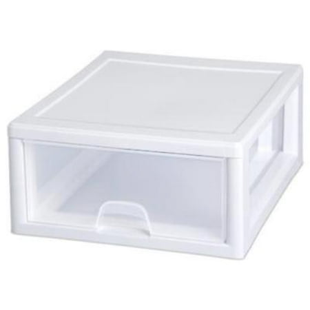NEW 16 QT Stacking Drawer White Frame With See Through Drawers 17