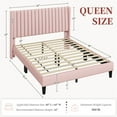 thumbnail image 3 of Yaheetech Upholstered Platform Bed Frame with Channel Tufted Headboard, Queen, Pink, 3 of 6