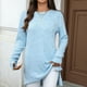 thumbnail image 1 of Heisall Women's Autumn Winter Tops Long Sleeve Solid Color Jacquard Pattern Round Neck Loose Split Hem Casual Fashion Blouses, 1 of 7