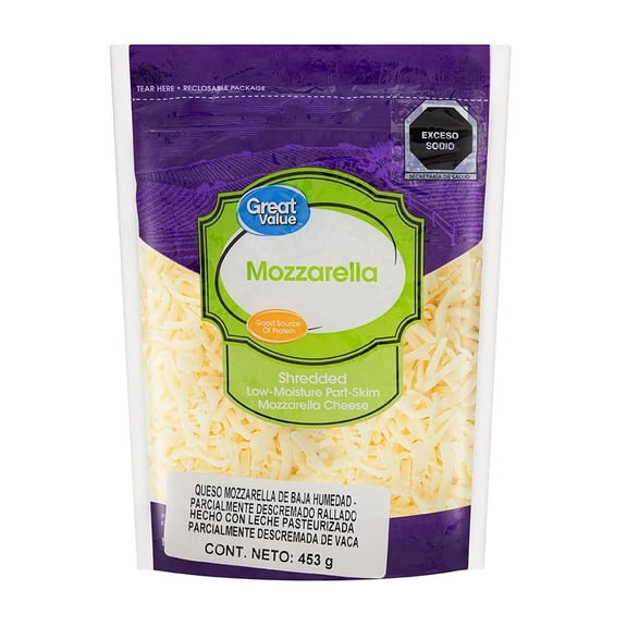 Queso Mozzarella Great Value rallado 453 g