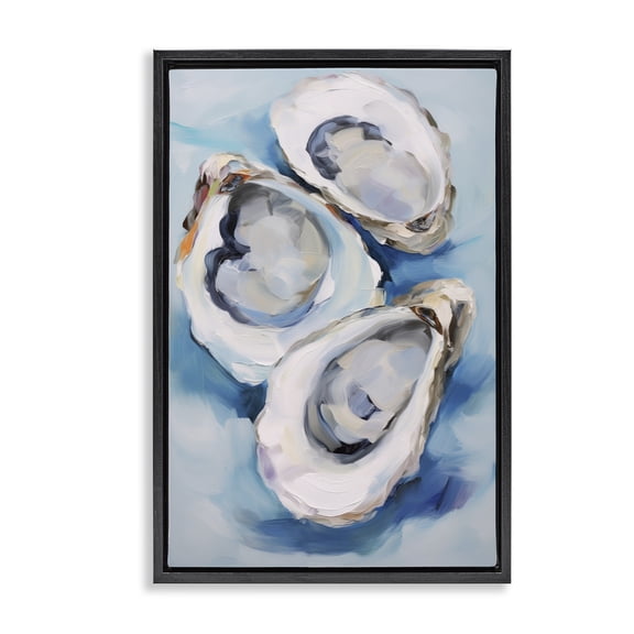 Stupell Industries Traditional Oyster Shell Trio Black Floating Frame Canvas Art, 17 x 25, by Petals Prints Design