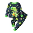 thumbnail image 2 of Gunia Little Boys Halloween Pajamas Glow In The Dark Dinosaur Long Sleeve Crewneck Top And Pants 2 Piece Fall Pjs Holiday Party Sleepwear, 2 of 7
