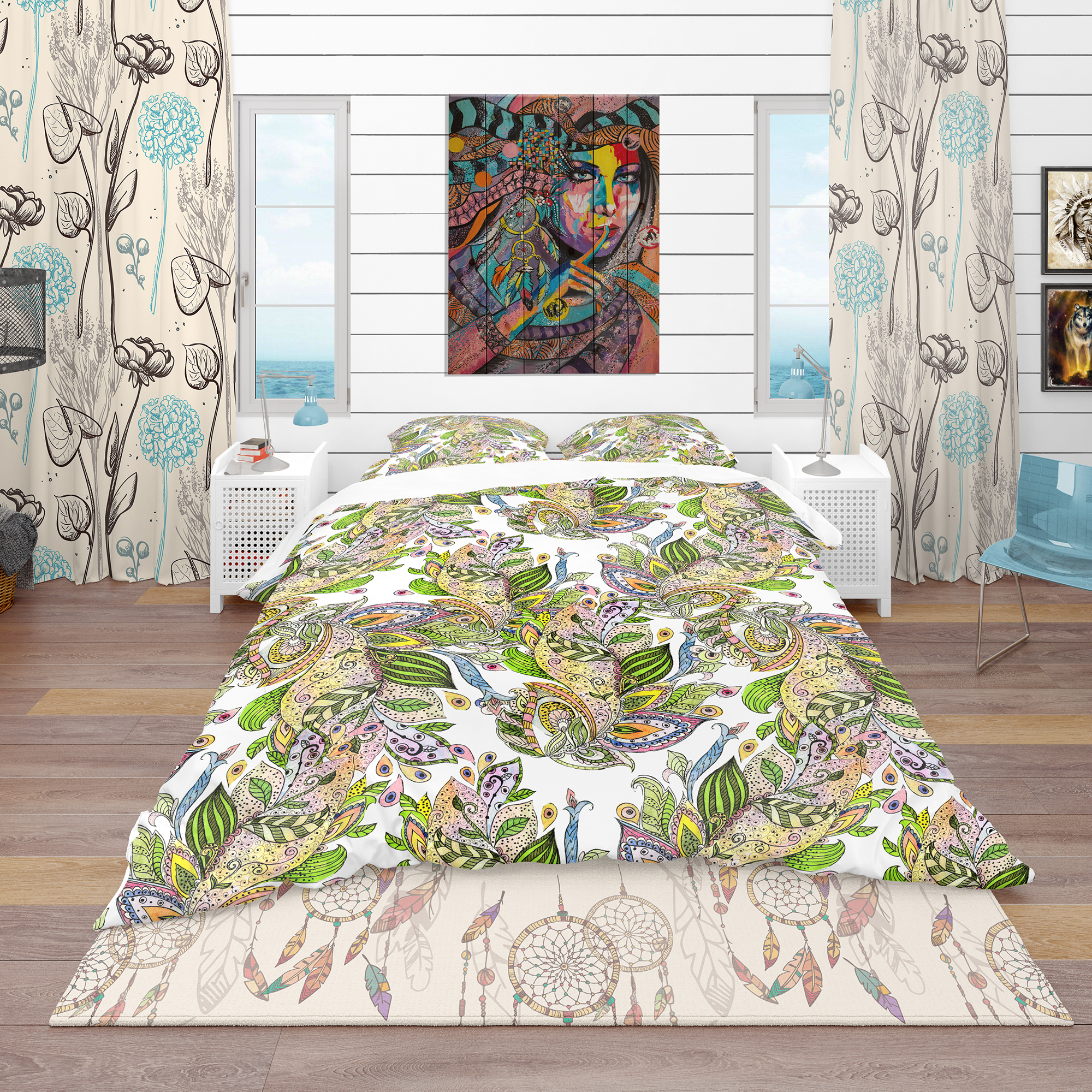Designart 'Texture Watercolor Abstract Pattern' Bohemian & Eclectic Duvet Cover Set