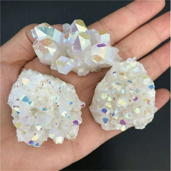 EOEMY 20-40G Natural Electroplate Colorful Crystal Cluster Quarz Energy Stone Specimen