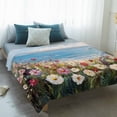 thumbnail image 4 of Oil Painted Wildflowers Blanket Soft Cozy Warm Throw Blanket for Couch, Plush Fuzzy Flannel Fleece Blankets for Sofa, Sky Blue Coastal Floral Bed Blankets Lightweight Gifts for Women, 50"x80", 4 of 9