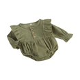 thumbnail image 4 of Newborn Baby Girl Boy Bodysuit Ruffle Long Sleeve Button Solid Autumn Jumpsuit Apricot 0-3 Months, 4 of 8
