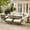 Beige, variant on Highsound Patio Conversation Set, 9 Piece Sectional Round Patio Furniture Set with 2 Coffee Tables, Modern Wicker Sofa Set for Backyard Patio Garden, Gray Cushion