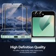 thumbnail image 3 of Samsung Galaxy Z Flip 6 Screen Protector, 2 Pack Inside Flexible Film + 2 Pack Front Tempered Glass + 2 Pack Camera Lens Protector Accessories Mounting Frame No Bubbles Case Friendly, 3 of 6