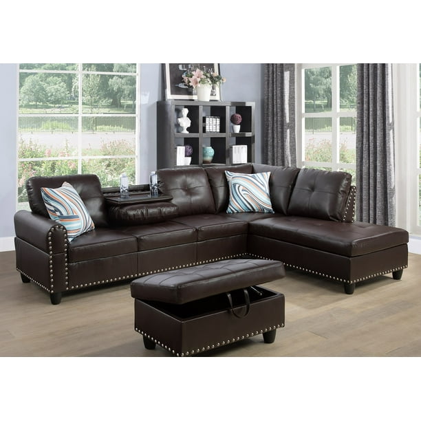 Ponliving Furniture Room Sectional Set, High Quality Leather Sectionals
