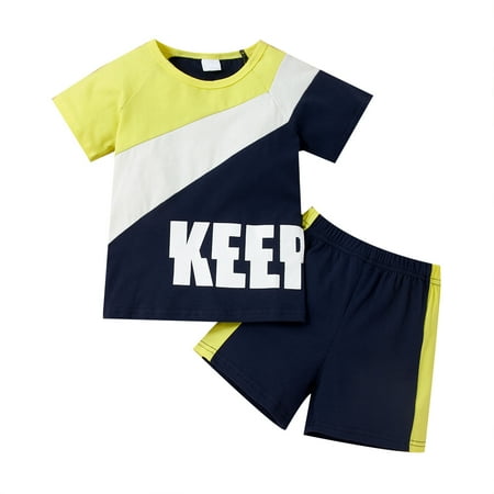 

YOYOXIU Toddler Boy Shorts Clothes Baby Letter Print Summer Outfit 2Pcs Set 18M-5Y