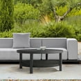 thumbnail image 3 of Grand Black Aluminum Outdoor Round Conversation Table with Wicker Shelf, 3 of 8