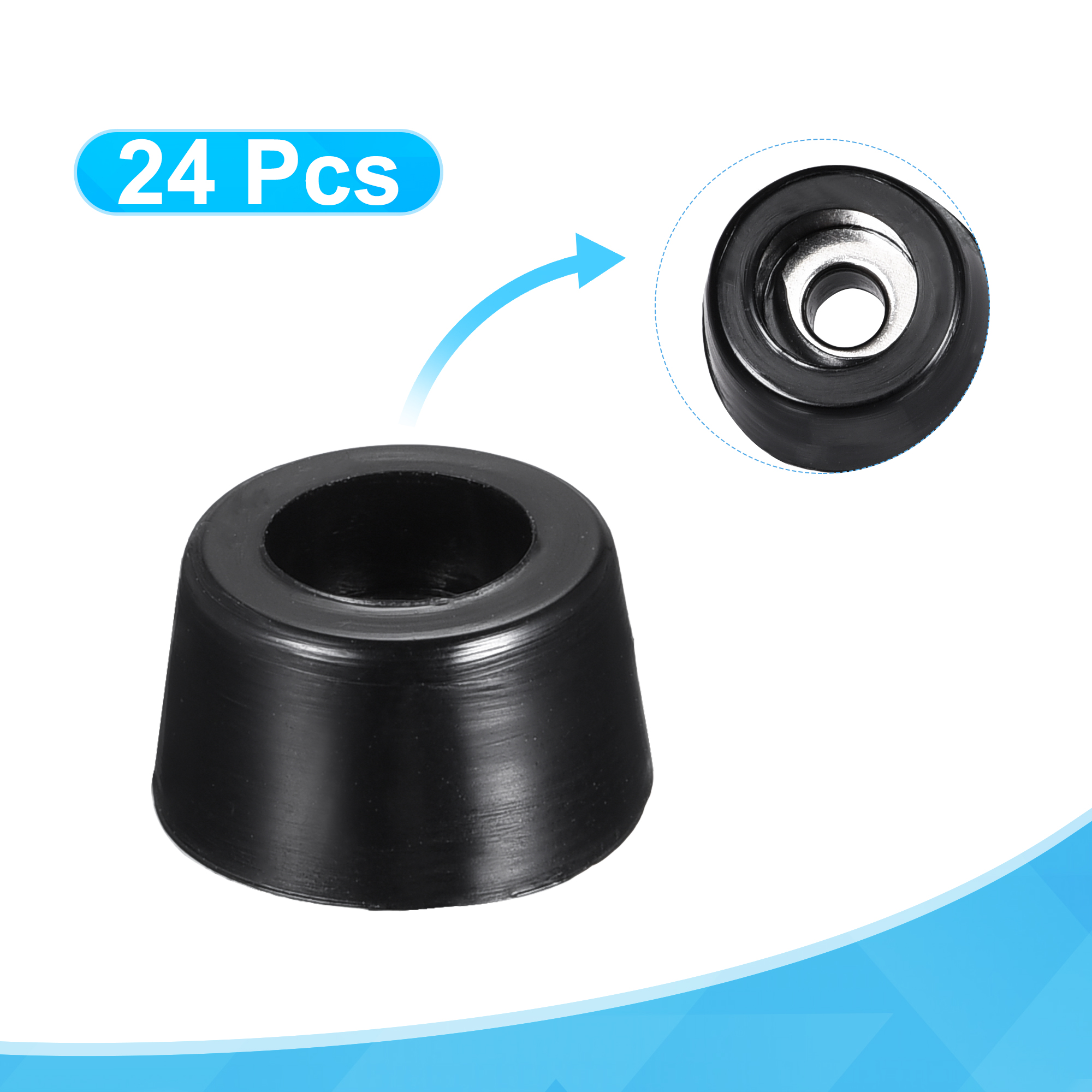 Uxcell 0.47" W x  0.28" H Rubber Bumper Feet, Stainless Steel Screws and Washer 24 Pack - image 4 of 5