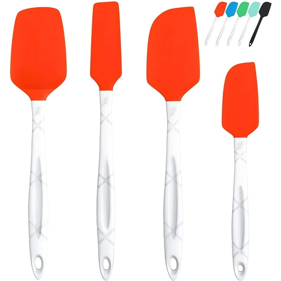 M KITCHEN WORLD Heat Resistant Silicone Spatula Set of 4 (Orange).