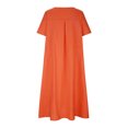 thumbnail image 7 of Mchoice Plus Size Summer Dresses for Women Casual Loose Cotton and Linen Dress Solid Color Short Sleeve Round Neck Maxi Dress, 7 of 7