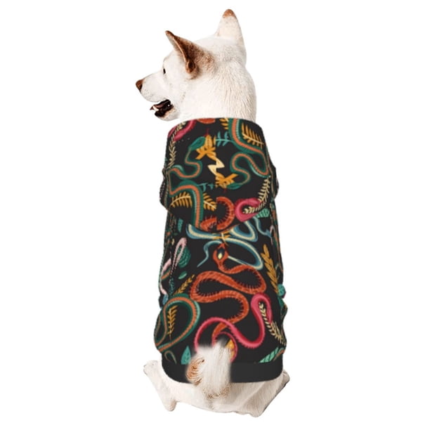 Balery Snake And Flower Sudadera con Capucha para Perros Pequeños – Ropa para Mascotas, Disfraz para Perros y Gatos, Ideal para Fiestas y Cosplay-Large