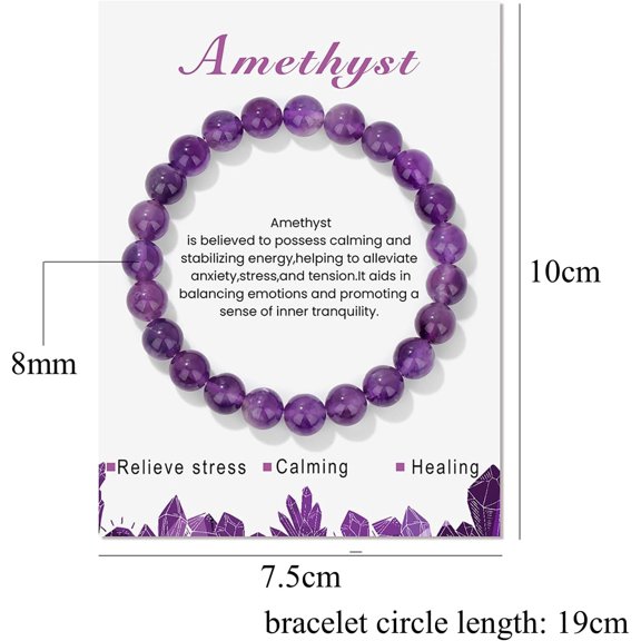 DASAW-8mm Healing Crystal Bracelet for Women Handmade Natural Stone Bracelets Semi-Precious Gemstone Bracelets Stretch Crystal Beaded Bracelets Healing Gifts for Women