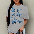 thumbnail image 4 of Womens Fashion Tees Tops Blue Butterfly Print Short Sleeve Summer Crew Neck Gift Clothes, 4 of 5