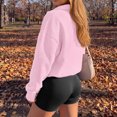 thumbnail image 5 of Womens Polo Collar Button Sweatshirt Oversized Long Sleeve Casual Loose Fit Fall Winter Pullover Top Pink 2XL, 5 of 5