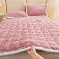 thumbnail image 4 of Maplenight Premium Thick Taffeta Velvet Queen Size Mattress Pad - Quilted Cotton, Foldable, Warm & Soft Flannel Cover - Multiple Colors Available Pink, 4 of 4