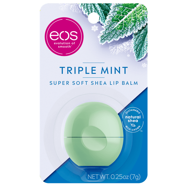 eos Super Soft Shea Lip Balm Sphere Triple Mint , Moisuturzing Shea