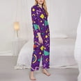 thumbnail image 3 of Pofeuu Retro 80s Style Print Womens Pajamas Set Long Sleeve Sleepwear Button Down Nightwear Soft Pj Lounge Sets Button Down Pajamas Women-, 3 of 7
