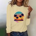 thumbnail image 1 of EQWLJWE Chemises à Manches Longues pour Femmes Mode Été T-Shirt Décontracté à Manches Longues Imprimé Col Rond Vêtements d'Automne pour Femmes, 1 of 6