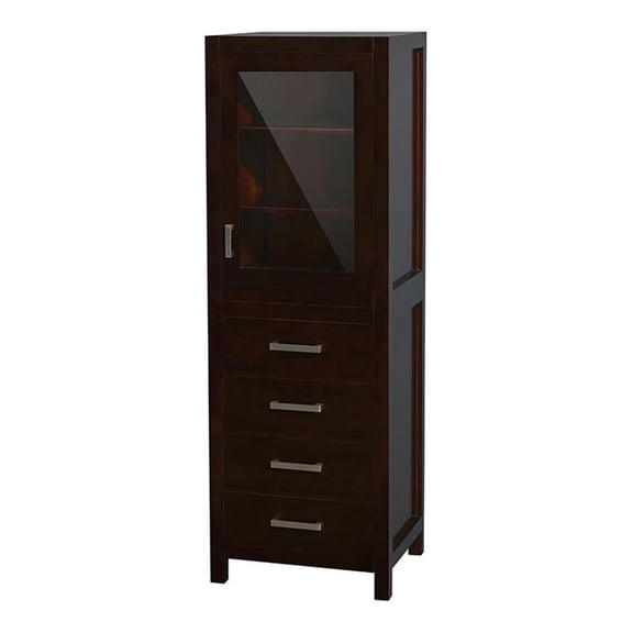 Wyndham Collection Sheffield 24" 4-drawer Wood Linen Tower in Espresso