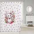 thumbnail image 2 of Manfei Bowknot Kitten Shower Curtain 72Wx72L, Cartoon Blossoms Flower Bathroom Curtain, Pink, 2 of 5