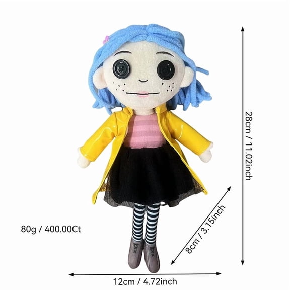 25CM Coraline Plush Stuff Cartoon Figure Kawaii Doll Soft Pillow Ugly Kids Cute Collectible Dolls Decoration Toys Birthday Gifts